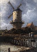 RUISDAEL, Jacob Isaackszon van The Windmill at Wijk bij Duurstede (detail) af oil on canvas